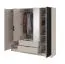 Armoire avec miroir Leeds 34 | Cachemire et lamelles noires | 200 x 206 x 51 cm | 4 portes, 2 tiroirs, 10 compartiments