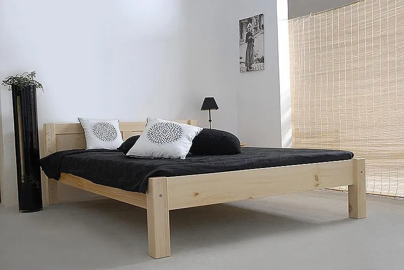 Lit en bois 140 x 200 cm Pin massif Naturel avec sommier à lattes Abbildung