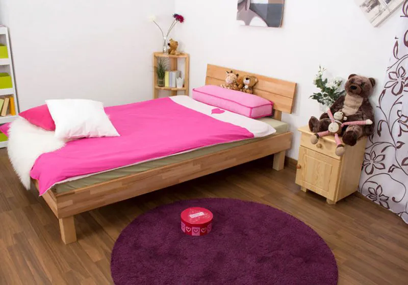 Coeur de Hêtre Bois massif Cadre de lit 120 x 200 cm huilé Abbildung