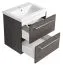 Meuble sous-lavabo compact Nadiad 45 | Chêne noir | 50 x 51 x 39 cm | 2 tiroirs, design moderne