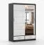 Armoire penderie 1,5 m | Lusatian 02 | Blanc/Noir | Miroir | 6 compartiments | 2 tiroirs | 2 portes | 218 x 150 x 61