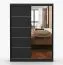Armoire coulissante Bucegi 32 | Miroir intégré | 200 x 150 x 61 cm | Noir élégant | 2 portes, 6 compartiments