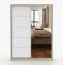 Armoire penderie coulissante Bucegi 19 | Blanc & chêne Sonoma | Miroir | 2 portes | 200 x 150 x 61 cm | 6 compartiments | Poignées aluminium