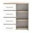 Commode Comarca 01 | Blanc & chêne Sonoma | 96 x 90 x 45 cm | 1 porte | 4 tiroirs | 3 niches | Poignées argentées
