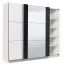 Armoire moderne Sizila 01 | 2 penderies | 10 compartiments | miroir | blanc/noir | 210 x 217 x 62,5 cm