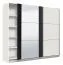 Armoire moderne Sizila 01 | 2 penderies | 10 compartiments | miroir | blanc/noir | 210 x 217 x 62,5 cm
