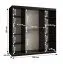 Armoire | 10 compartiments | 2 tringles | Noir mat | Armoire à portes coulissantes | 180 x 62 x 200 cm | 1 porte miroir | Système de glissières fiable