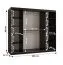 Armoire à portes coulissantes | Noir mat | Miroir décoratif | 200 x 62 x 200 cm | 10 compartiments | 2 tringles à vêtements | Détails modernes | Armoire