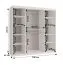 Penderie / Armoire à portes coulissantes / Blanc mat / Porte miroir décorative / 180 x 62 x 200 / 10 compartiments / 2 tringles à vêtements / Détails modernes
