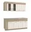 Kitchenette / Bloc de cuisine au design moderne Pici 01, Couleur : Chêne gris / Chêne blanc, quatre éléments bas, chants ABS, largeur 1,8 mètre