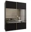 Penderie / Armoire à portes coulissantes / 2 portes coulissantes /2 tringles à vêtements / 245,5 x 200 x 64 cm / 11 compartiments / Miroir / Soft-Close / Couleur : Noir