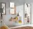 Panneau mural avec miroir et tiroir Pollestad 01, Couleur : Chêne Wotan / Blanc - Dimensions : 170 x 100 x 30 cm (H x L x P), avec un design stylé