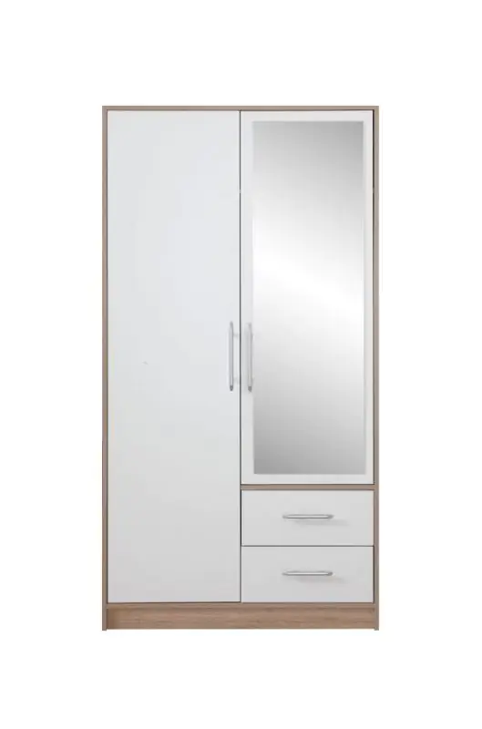 Armoire à portes battantes / armoire Hannut 13, couleur : blanc / chêne - Dimensions : 190 x 100 x 56 cm (H x L x P)