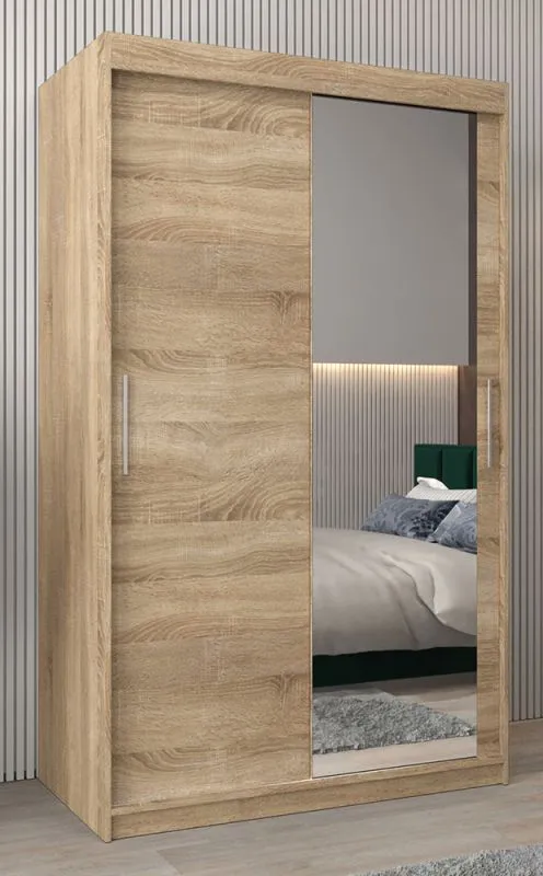 Penderie à portes coulissantes avec miroir | Chêne Sonoma | 200 x 120 x 62 cm | Design moderne