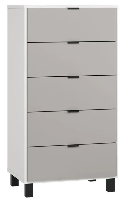 Commode Pantanoso 05 | Blanc & Gris | 122 x 63 x 47 cm | 5 tiroirs Soft Close