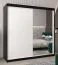 Armoire penderie à portes coulissantes Bisaurin 5C avec miroir | Noir / Blanc mat | 200 x 200 x 62 cm