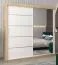 Armoire à portes coulissantes / Penderie Jan 05B avec miroir, Couleur : Chêne de Sonoma / Blanc mat - Dimensions : 200 x 200 x 62 cm ( H x L x P)