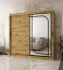 Armoire à portes coulissantes | Couleur : chêne Artisan | miroir décoratif | 200 x 62 x 200 cm | 10 compartiments | 2 tringles à vêtements | Détails modernes | Armoire
