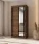 Penderie / Couleur : Noyer Warmia / 2 tringles / 5 compartiments / Armoire à portes coulissantes / Système de glissières fiable / 100 x 62 x 200 cm / Porte miroir décorative