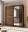 Penderie / 1 porte miroir / Couleur : Noyer Warmia / Finition haut de gamme / 180 x 62 x 200 cm / Armoire à portes coulissantes / 10 compartiments / 2 tringles à vêtements