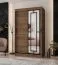 Penderie / Armoire à portes coulissantes / Couleur : Noyer Warmia / 5 compartiments / 2 tringles à vêtements / Finition haut de gamme / 120 x 62 x 200 cm / Porte miroir décorative