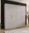 Armoire à portes battantes / 2 mètres de large / 2 tringles à vêtements / Couleur : Cachemire / Poignées : Or / Dimensions : 200 x 52 x 202 cm / Penderie / 2 compartiments / 4 portes