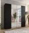 Armoire à portes battantes / Couleur : Noir / 2 portes miroir / Poignées : Cachemire / 2 compartiments / 2 tringles à vêtements / Dimensions : 200 x 52 x 202 cm / Fonction Soft-Close