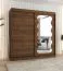 Penderie / Armoire à portes coulissantes / Couleur : Noyer / Rails en aluminium / 2 mètres de large / Une porte avec miroir / Deux tringles à vêtements / 10 compartiments