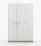 Armoire penderie Smolikas 108 | 3 portes battantes | 9 compartiments | 192 x 120 x 50 cm | Blanc & Chêne Sonoma | Poignées bois