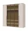 Armoire à trois portes vitrées avec cadre LED et éclairage intérieur Neiafu 71, couleur : cachemire, système de fermeture en douceur, dimensions : 224 x 227 x 56 cm