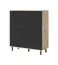 Commode design Zapopan 89 | Push-to-open | Chêne Artisan & Noir | 112 x 100 x 40 cm | 8 compartiments