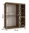 Armoire à portes coulissantes / Penderie à vêtements / Couleur : Noyer Warmia / 150 x 62 x 200 cm / 2 tringles à vêtements / Système de glissières fiable / 5 compartiments / Miroir décoratif