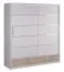 Armoire | 2 portes coulissantes | 3 tiroirs | 5 casiers | avec tringle à vêtements | 200 cm de large | Couleur: Chêne / Blanc Abbildung