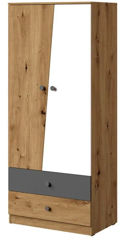 80 cm de large Armoire avec 2 portes, 4 casiers et 2 tiroirs | Couleur: Chêne | Profondeur: 50 cm Abbildung