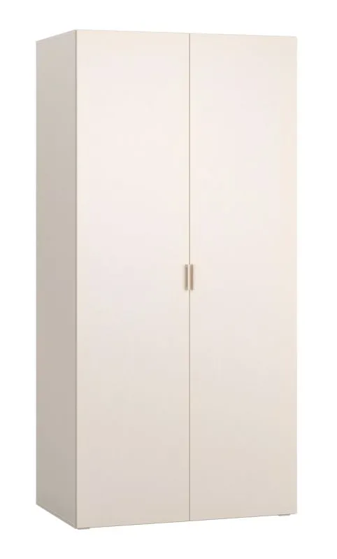 Armoire à portes battantes / Penderie / Couleur : Beige / Poignées : Beige / 1 tringle à vêtements / 7 compartiments / Éclairage LED avec capteur inclus / Fonction soft-close
