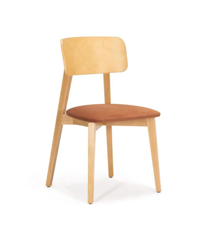 Chaise salle à manger Aguapey 01 | Assise rembourrée confortable | Chêne & Rouille | Tissu Portland | 47 x 50 x 80 cm