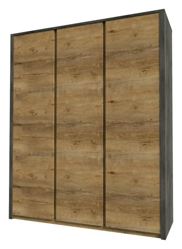 Chambre à coucher - Armoire, Couleur: Chêne Brun foncé / Gris - 197 x 166 x 53 cm (H x L x P) Abbildung