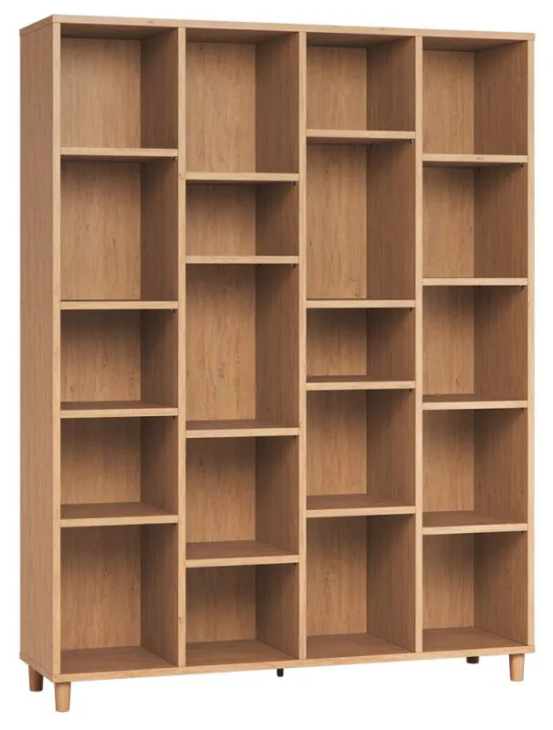 Bibliothèque design chêne clair | 20 compartiments | 195 x 149 x 38 cm | Grande capacité | Structure robuste