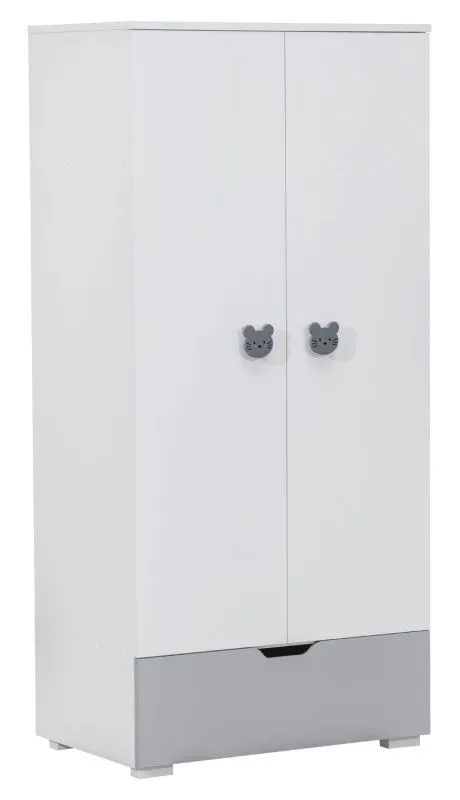 Armoire penderie chambre bébé Maipu 04 | Blanc / Gris | 195 x 90 x 52 cm | Design moderne et spacieux