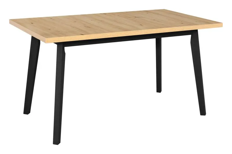 Table à manger ARONS noire et chêne | Extensible 140/180 cm | Plateau 32 mm | Style moderne | Pieds bois