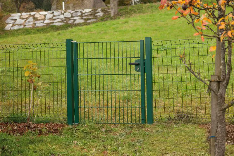 Portail en treillis métallique à 1 vantail, Largeur libre: 95 cm, Largeur totale, poteaux compris: 107 cm