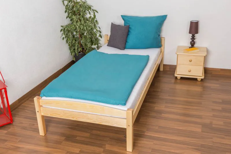 Lit simple / lit d'appoint en pin massif naturel 99, sommier à lattes inclus - Dimensions 90 x 200 cm