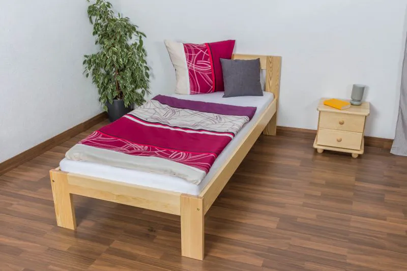 Lit simple / lit d'appoint en bois de pin massif, naturel 76, avec sommier à lattes - dimension 90 x 200 cm