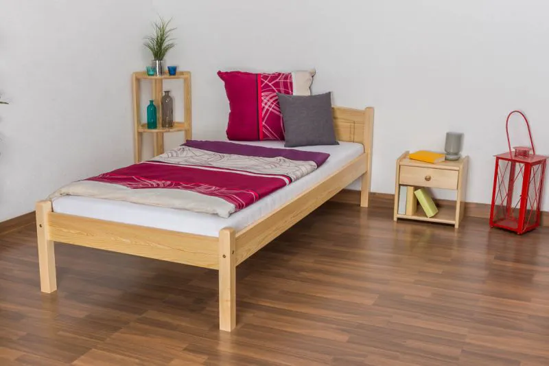Lit simple / lit d'appoint en bois de pin massif, naturel 86, avec sommier à lattes - dimension 90 x 200 cm