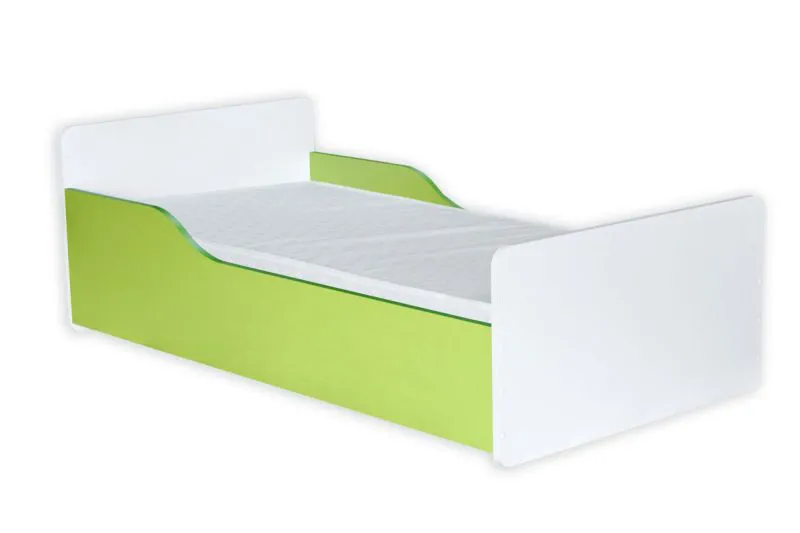 Lit enfant 80x160 cm avec sommier et matelas | Blanc/vert | Design moderne et sécurisé