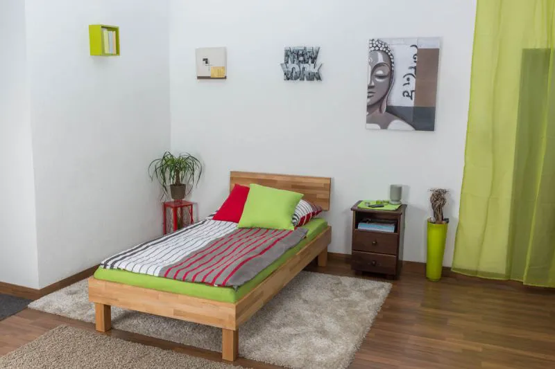Lit futon en bois massif Wooden Nature 02 | Hêtre cœur huilé | 100 x 200 cm | Design moderne & robustesse