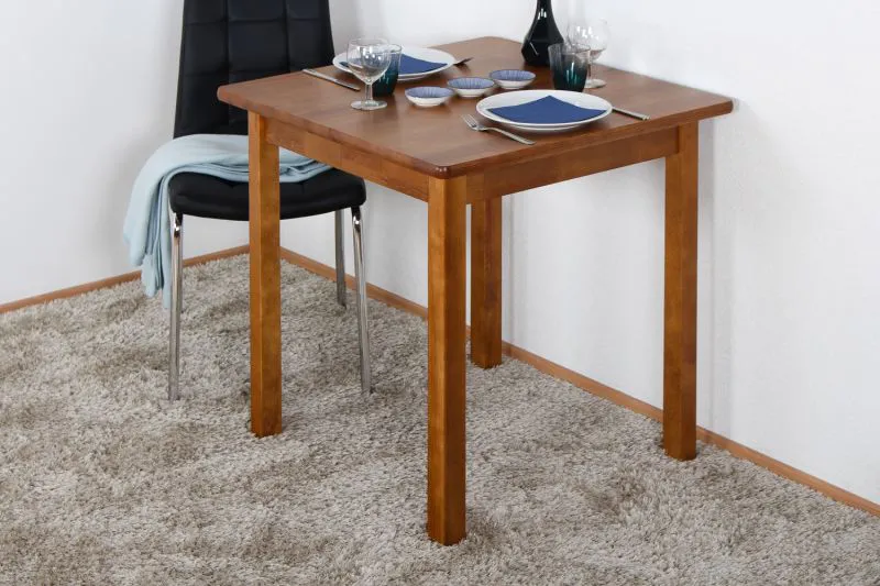 Table carrée en pin massif | Finition chêne rustique | Junco 233B | 75 x 75 cm | Design moderne