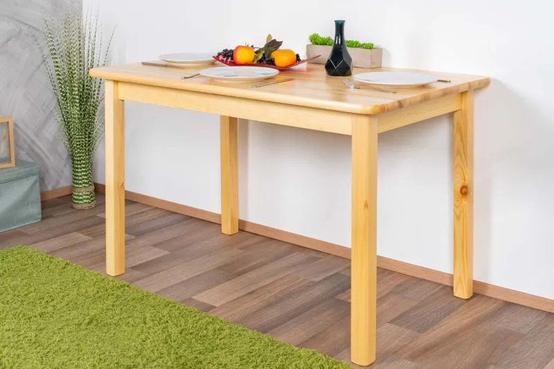 Table rectangulaire en bois de pin massif naturel 001 | 120 x 75 cm | Style moderne et chaleureux