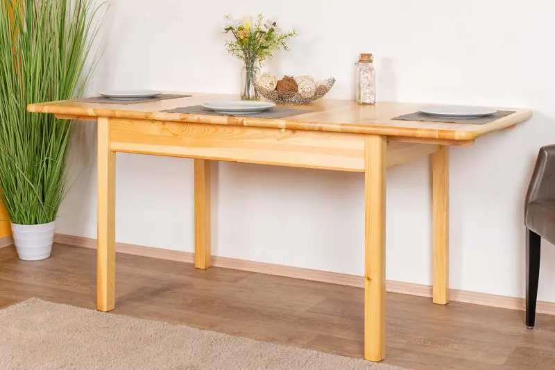 Table extensible en bois de pin massif naturel 008 | Rectangulaire | 120/170 x 80 cm