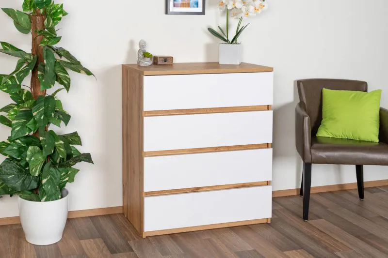 Commode jeune Alard 05 | Chêne clair & blanc | 94 x 80 x 40 cm | Design moderne